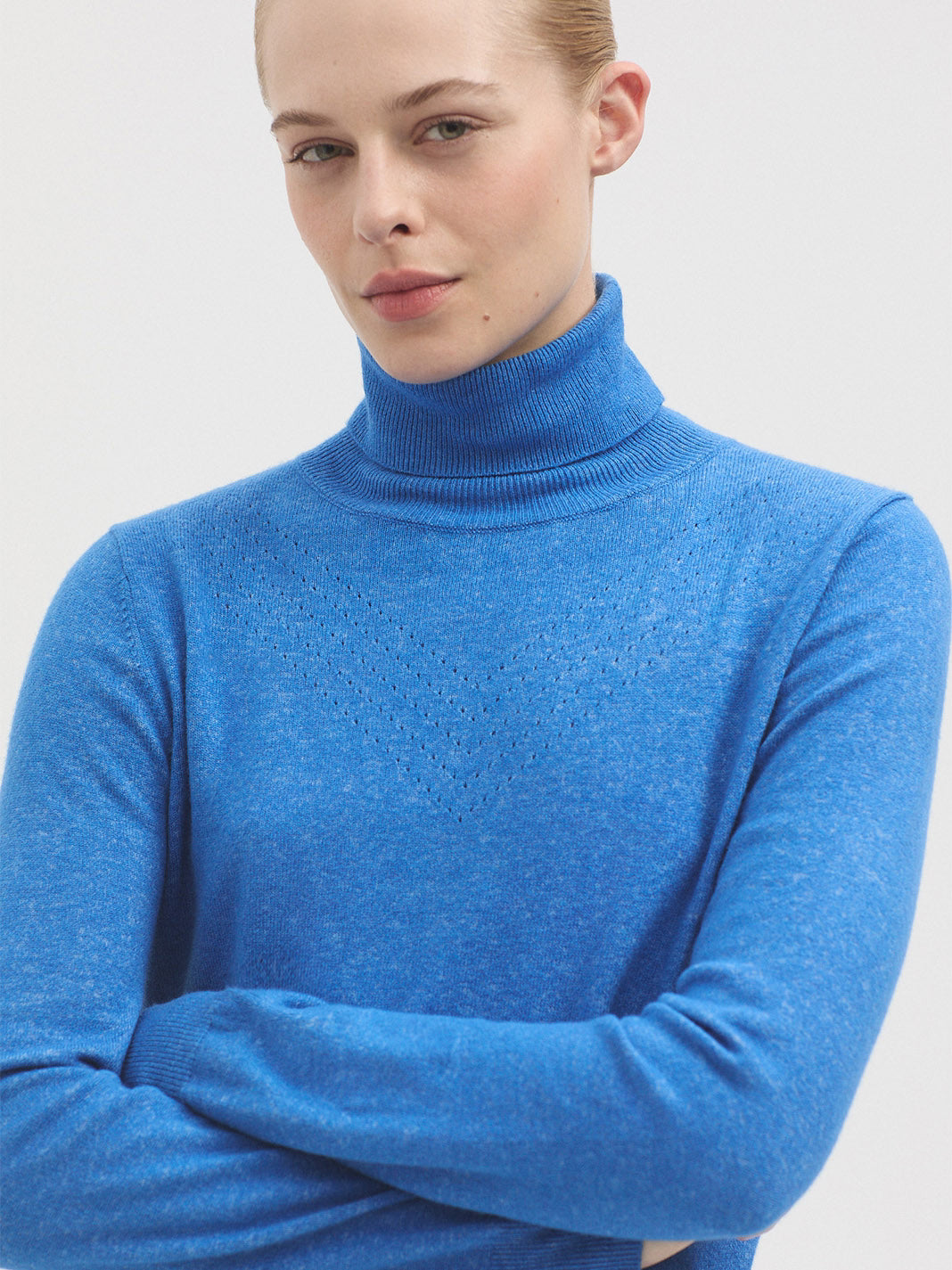 Openwork roll neck jumper