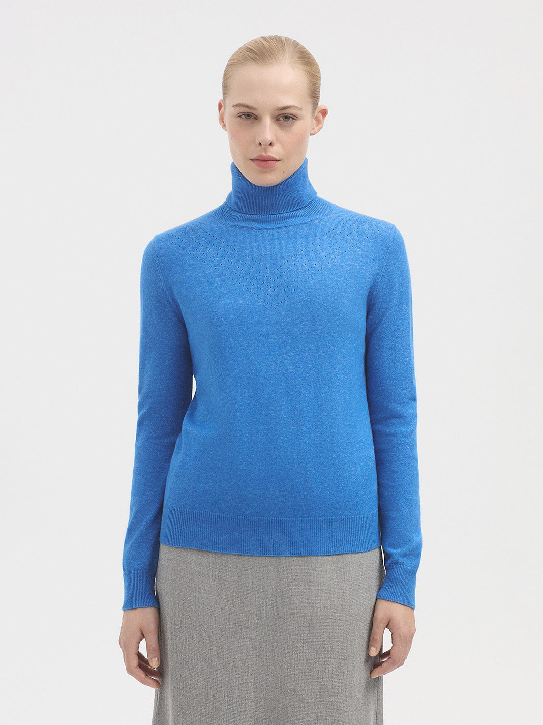 Openwork roll neck jumper