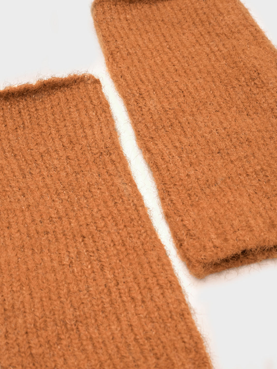 Plain light brown fingerless mittens