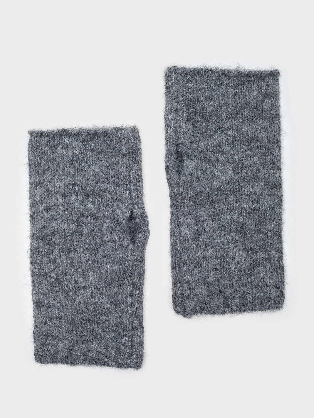 Plain gray fingerless mittens