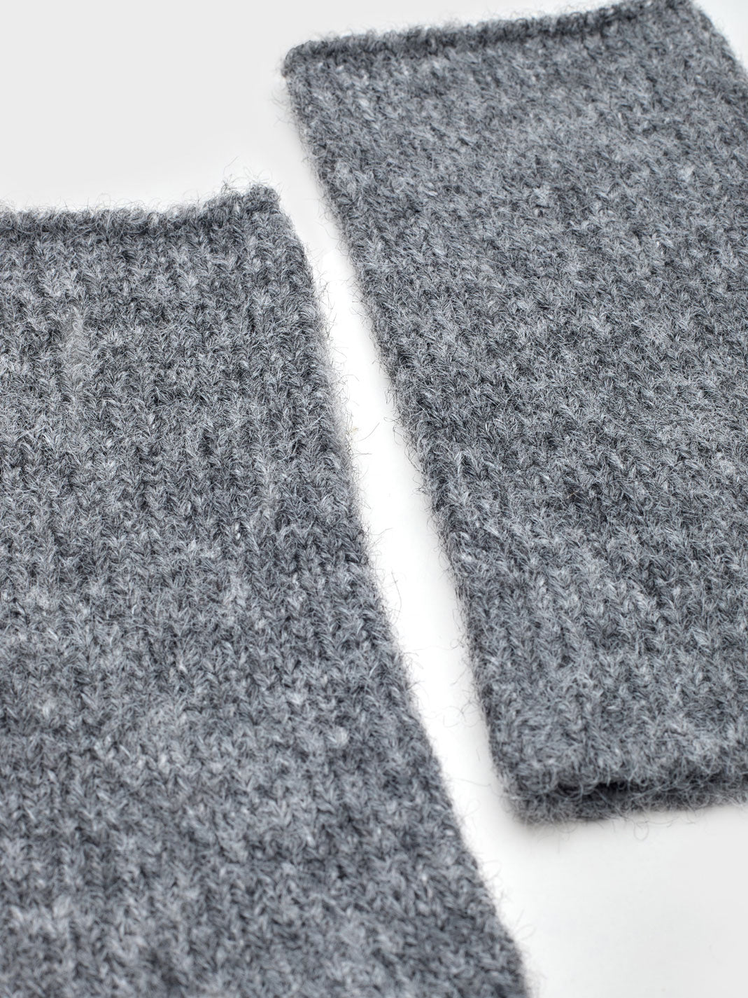 Plain gray fingerless mittens