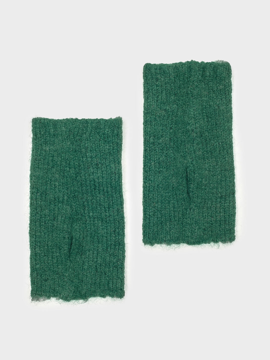 Plain dark green fingerless mittens