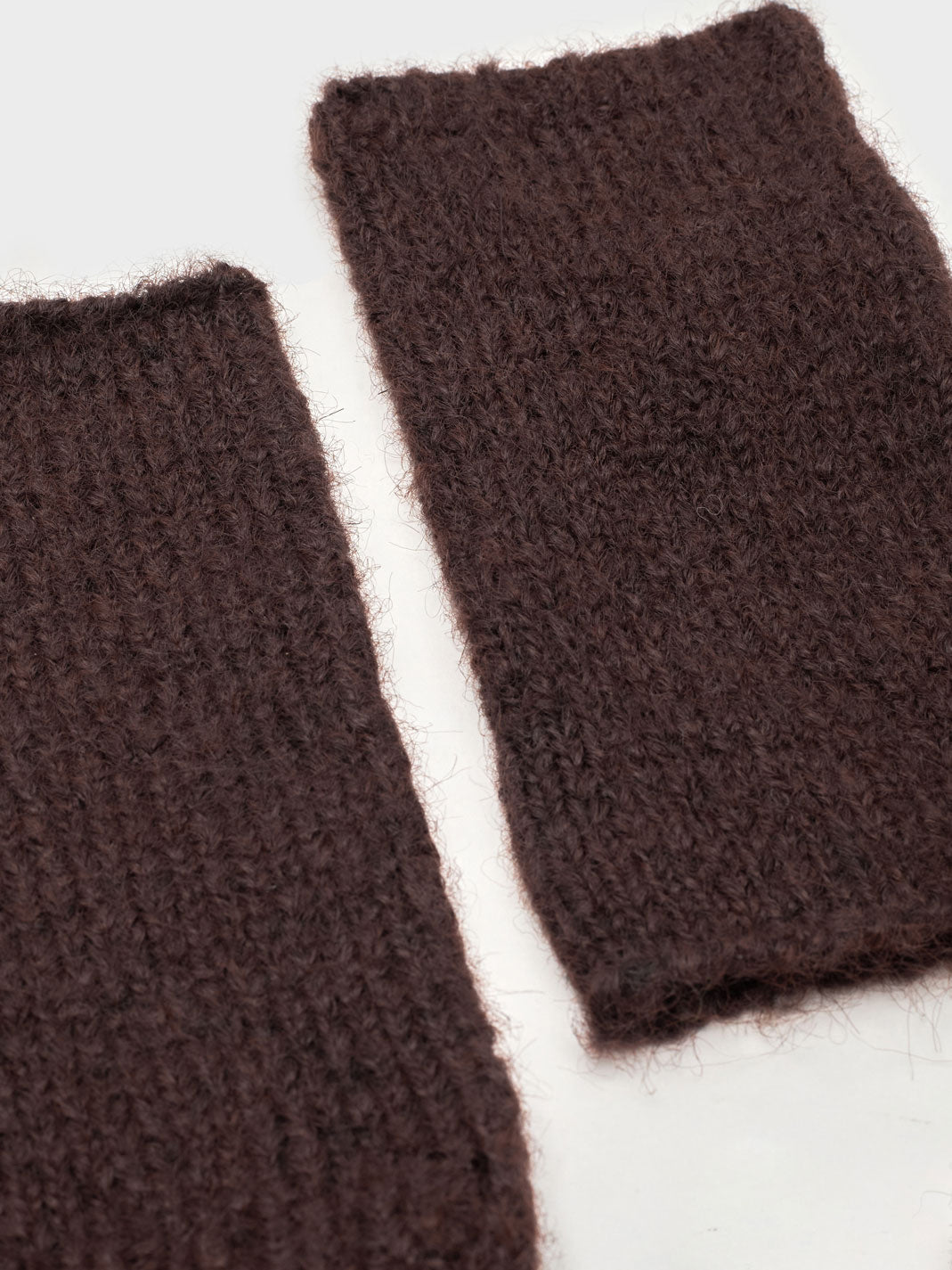 Plain brown fingerless mittens