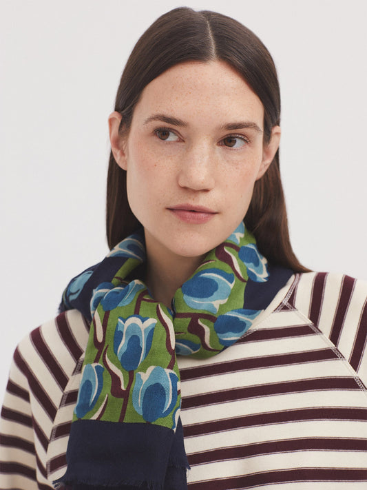 Tulips Garden scarf Navy
