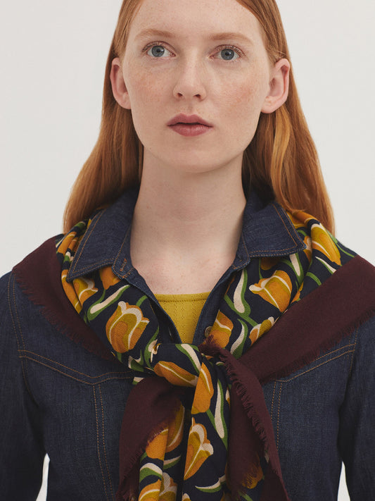 Tulips Garden scarf Chestnut