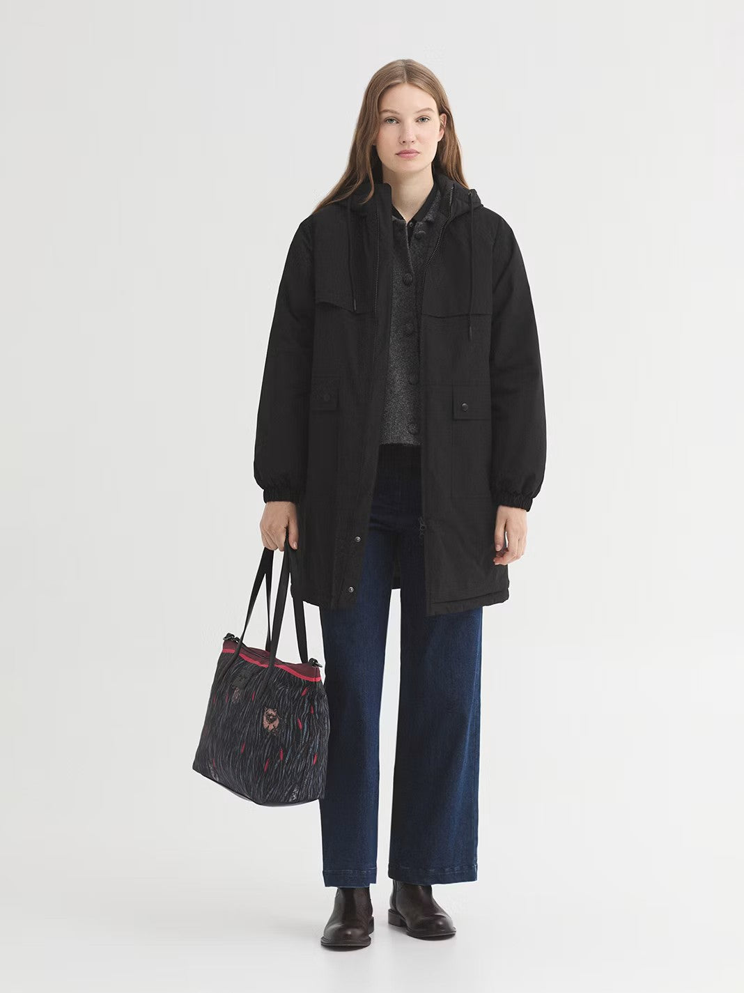 Printed shopping bag Black