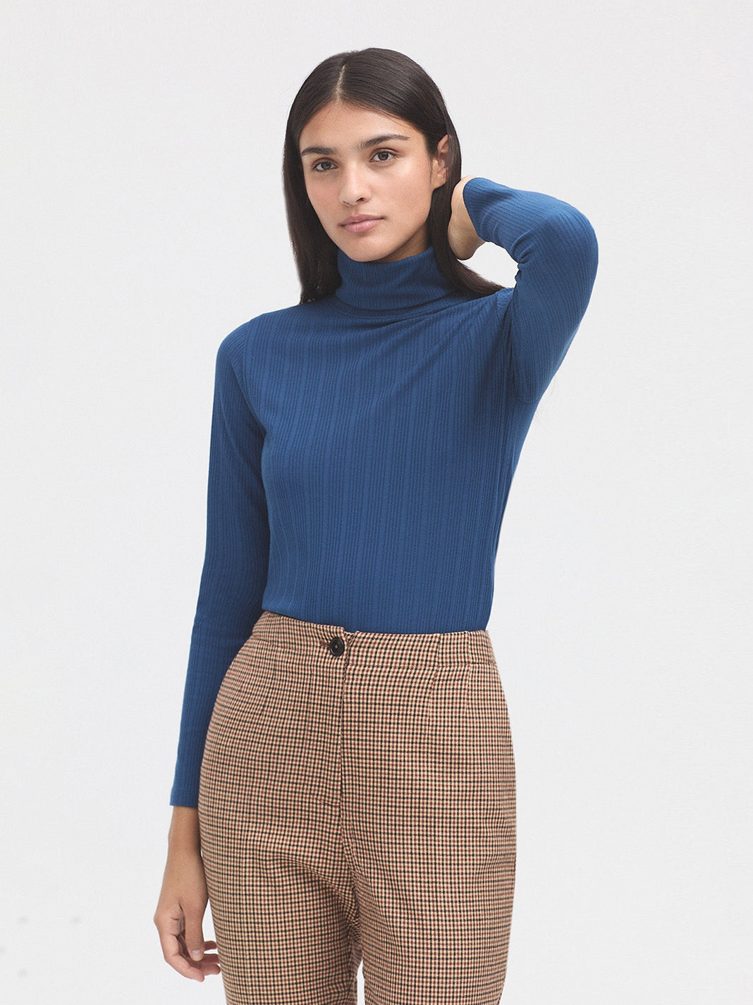 Ribbed roll neck top