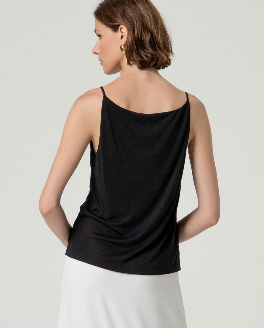 V-neck strap top Black