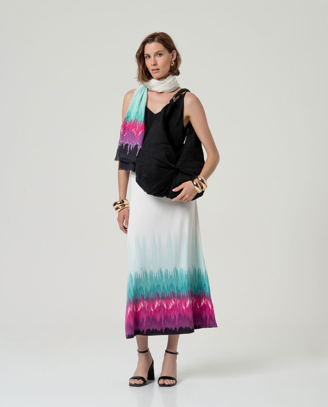 V-neck strap top Black