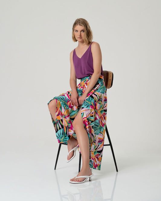 V-neck strap top Purple