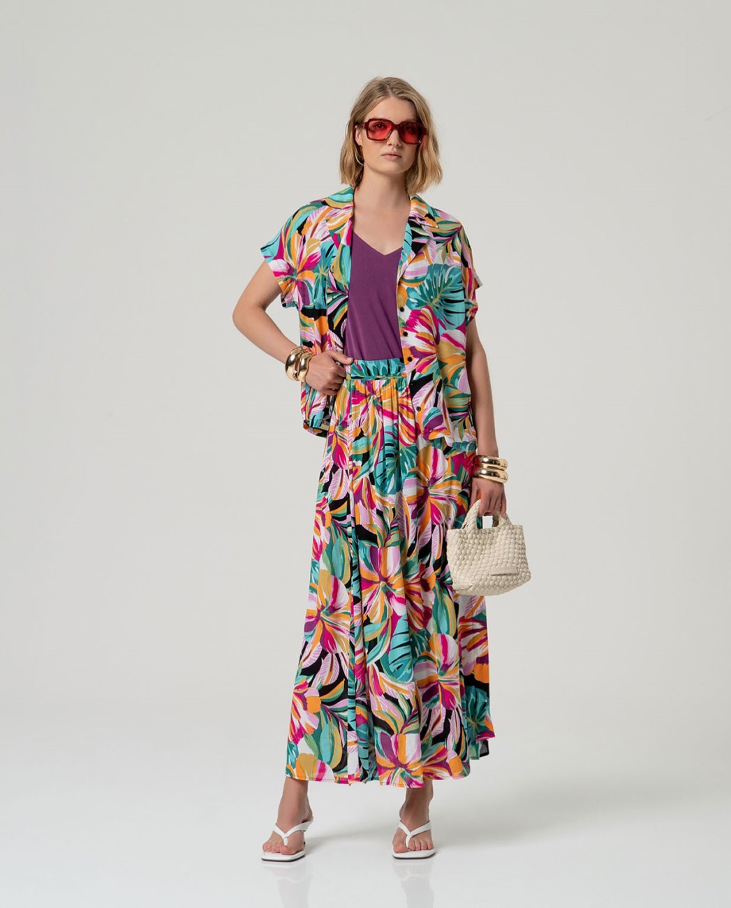 V-neck strap top Purple