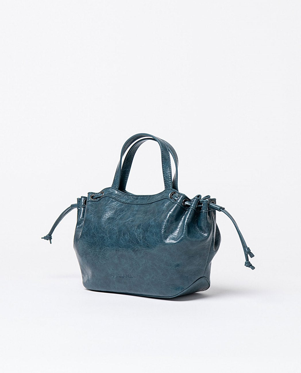 Crackled leather effect bag Steel  Blue