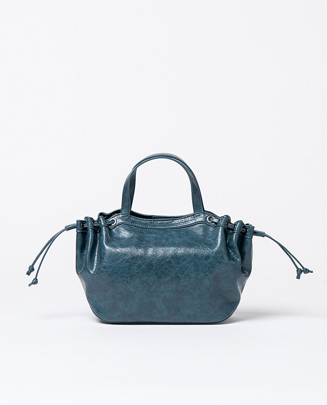 Crackled leather effect bag Steel  Blue