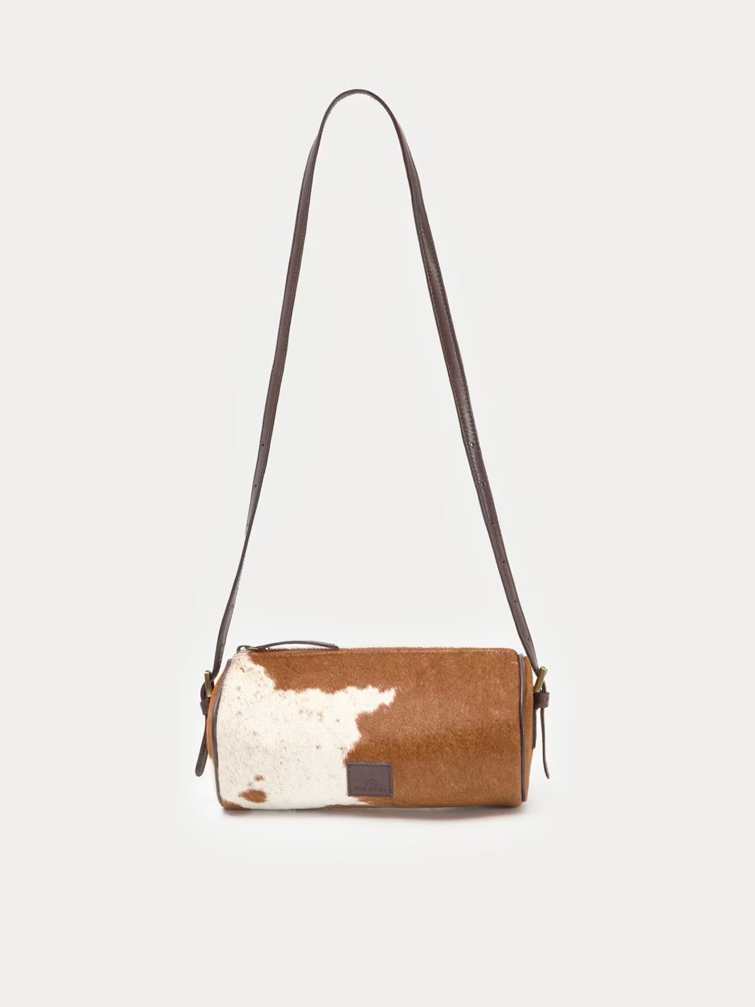 Leather baguette animal print bag Brown