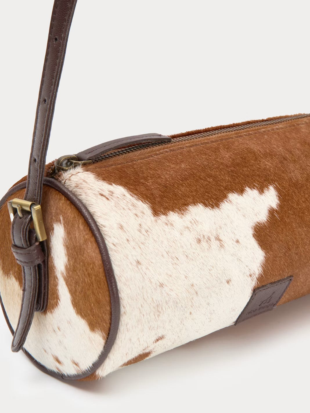 Leather baguette animal print bag Brown