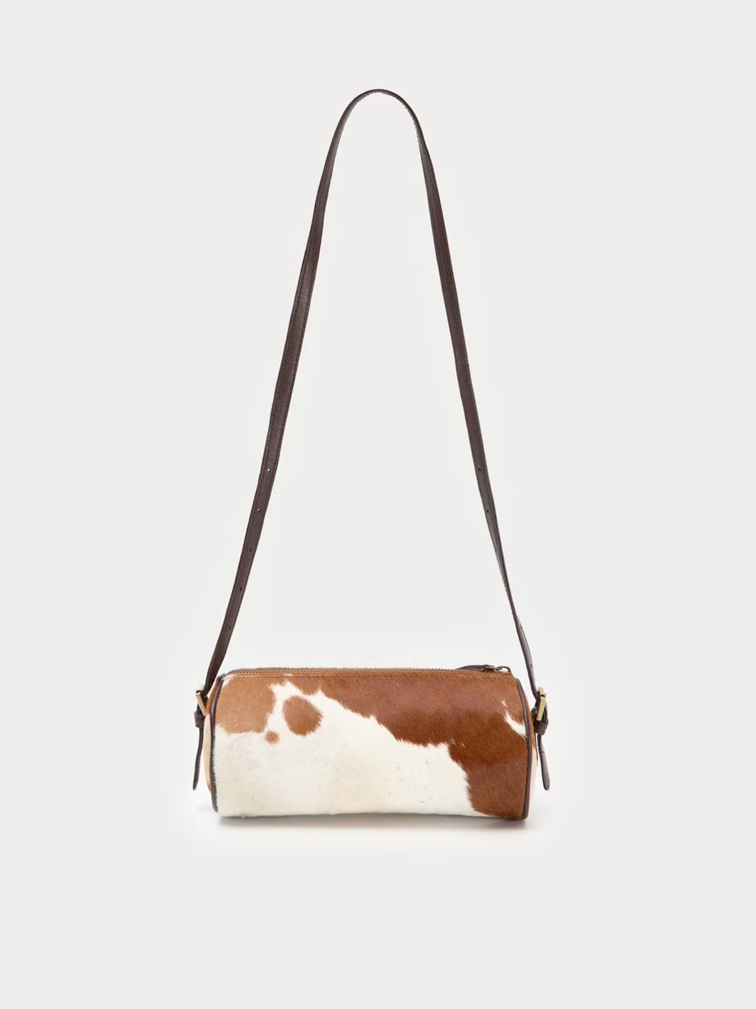 Leather baguette animal print bag Brown