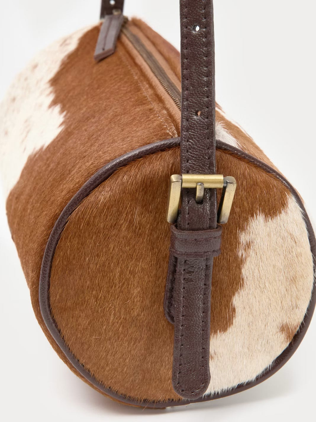 Leather baguette animal print bag Brown
