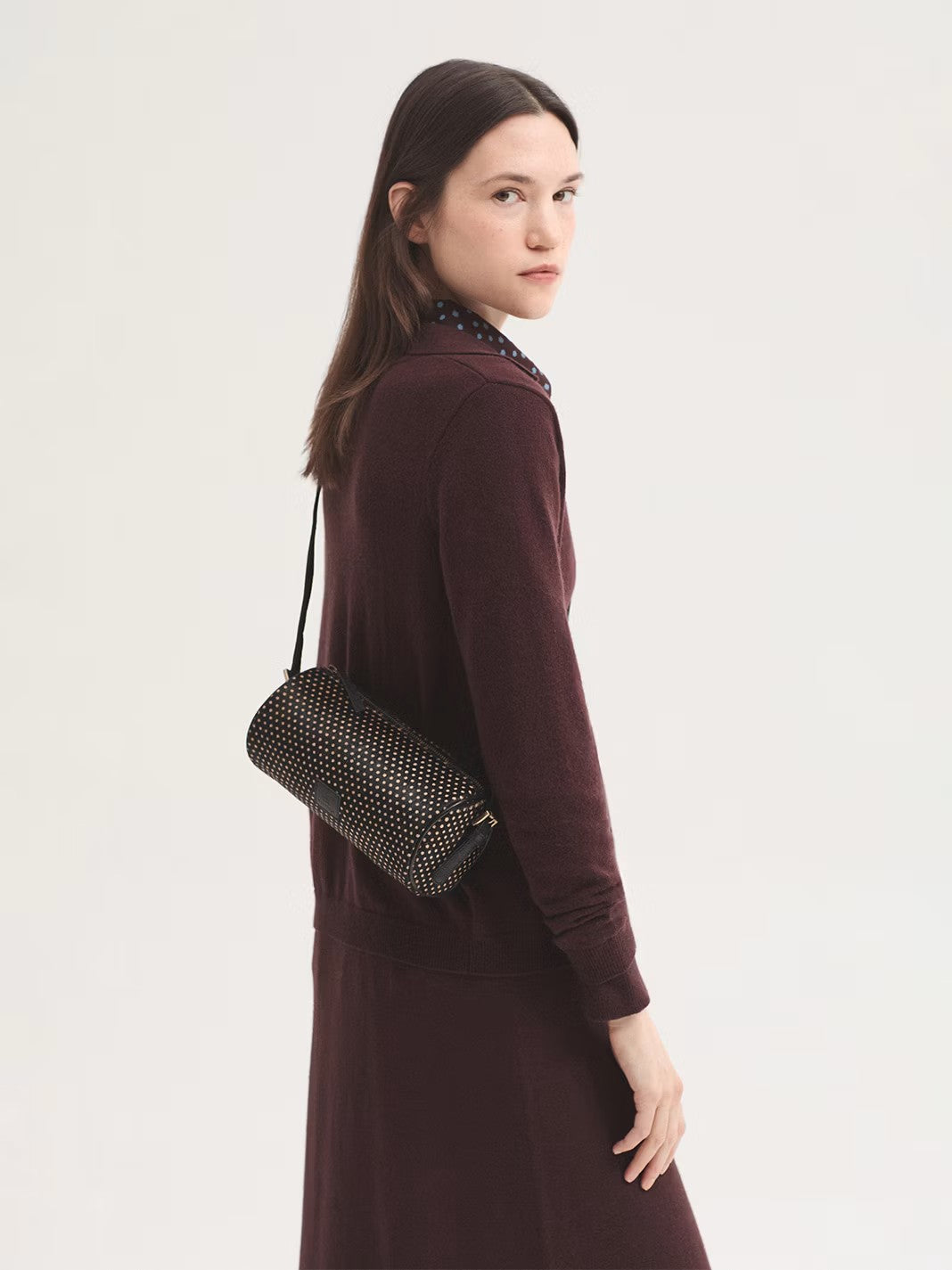 Baguette bag polka dots Black