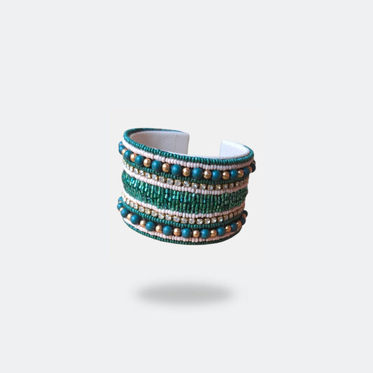 Cuff beads bracelet Blue