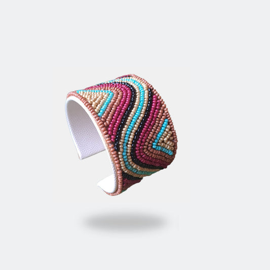 Cuff beads bracelet Brown