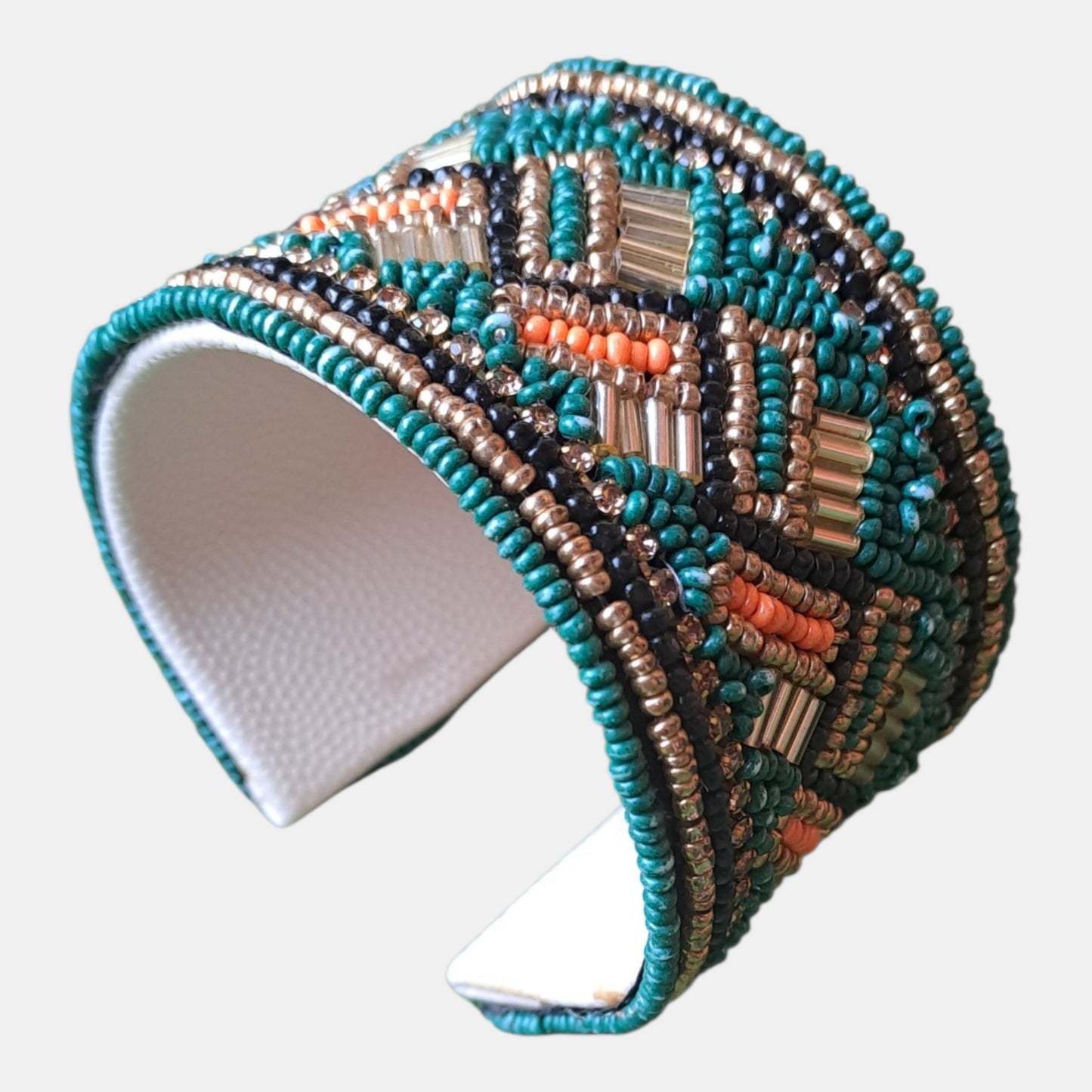 Cuff beads bracelet Dark Green