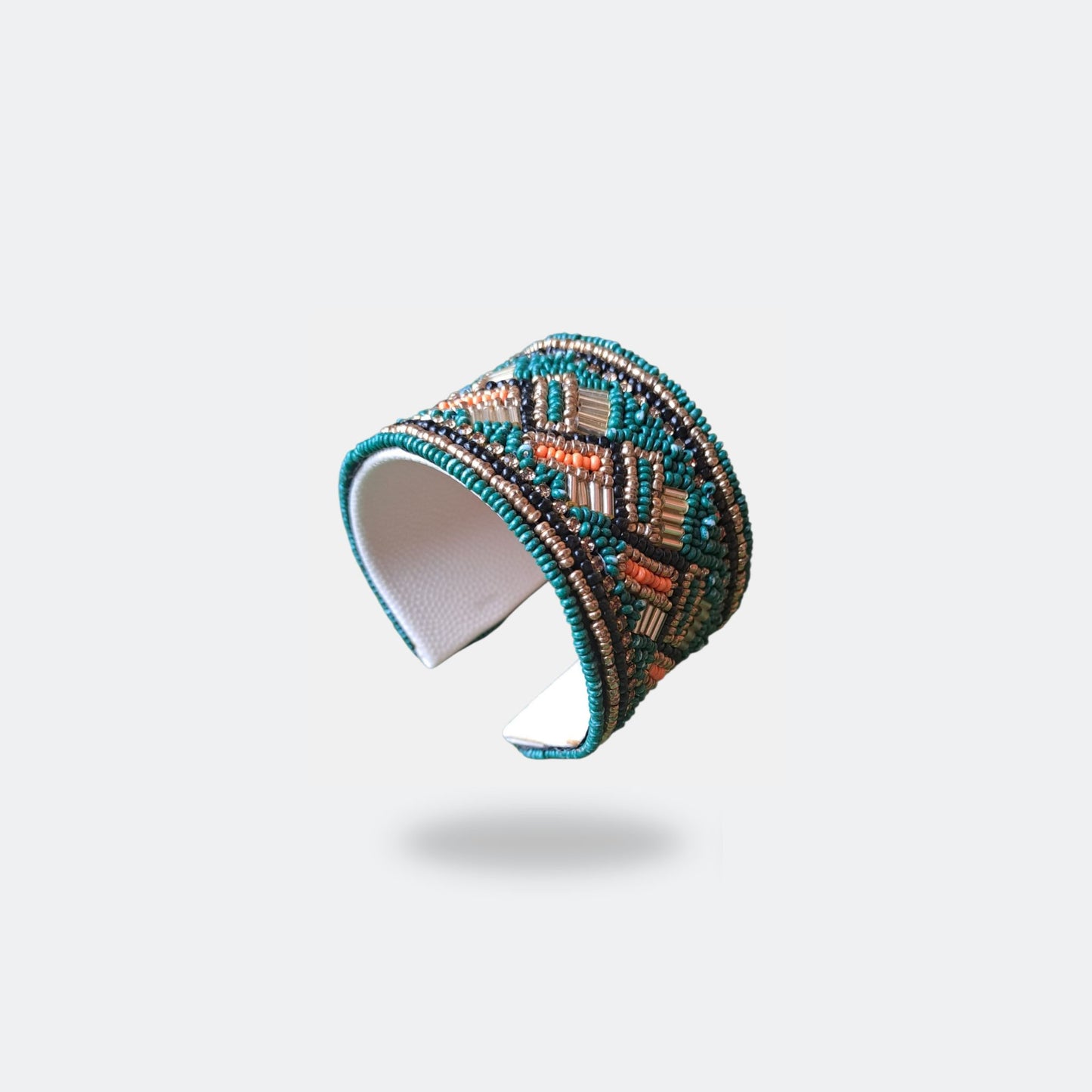 Cuff beads bracelet Dark Green