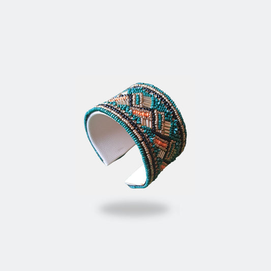 Cuff beads bracelet Dark Green