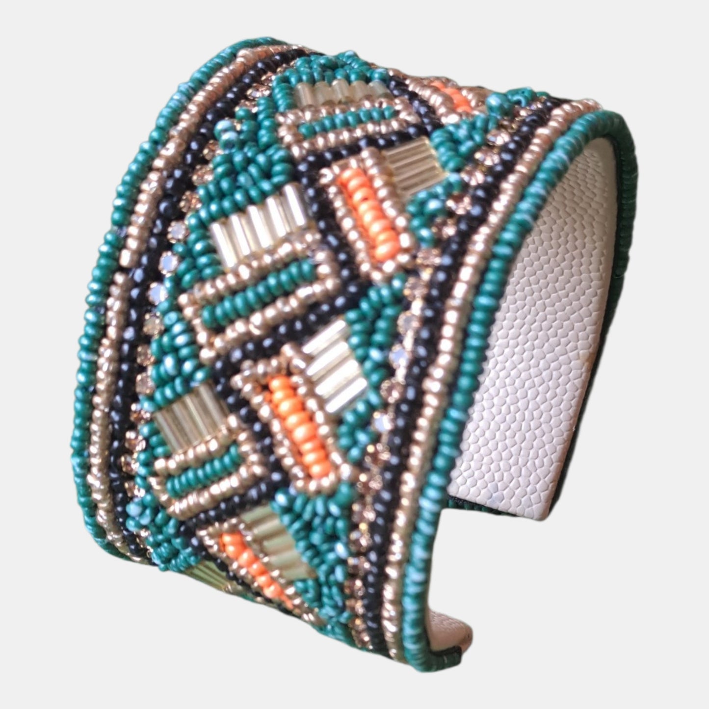 Cuff beads bracelet Dark Green