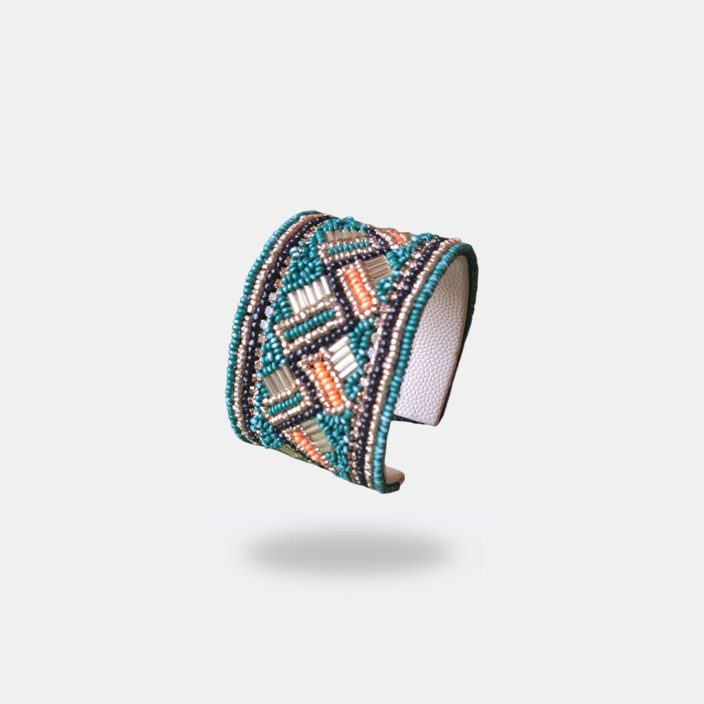 Cuff beads bracelet Dark Green
