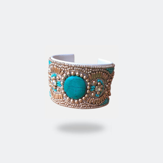 Cuff beads bracelet Turquoise