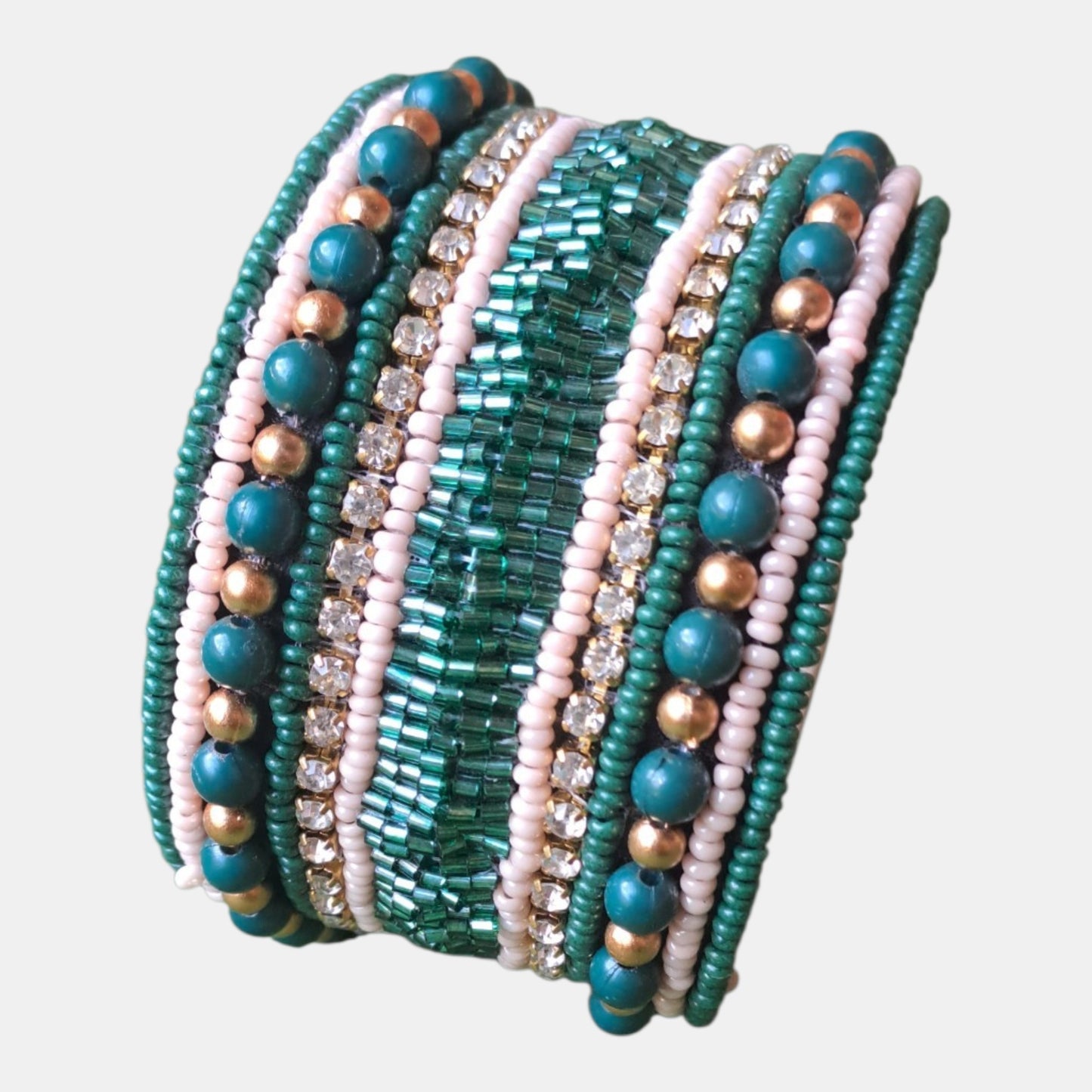 Cuff beads bracelet Blue