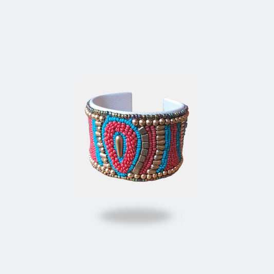 Cuff beads bracelet Red