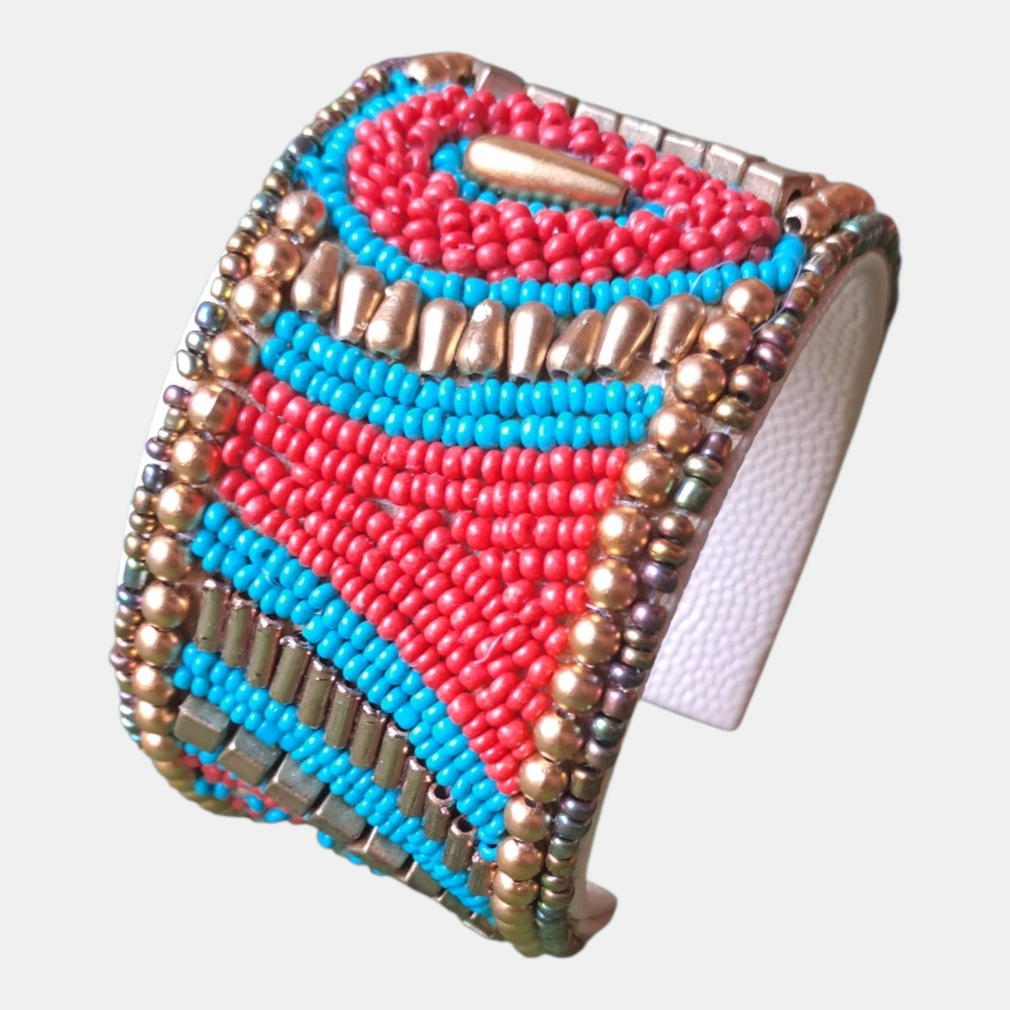 Cuff beads bracelet Red