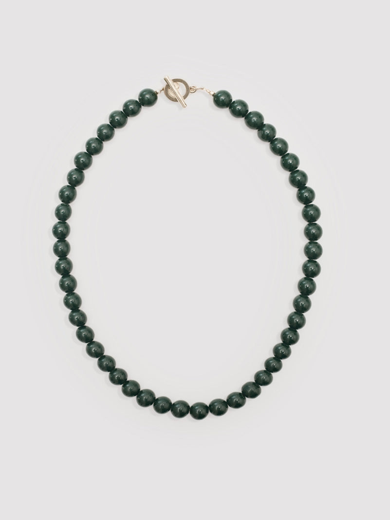 dark khaki beads short necklace