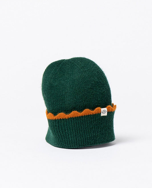 Knitted beanie with contrasting details Dark Green