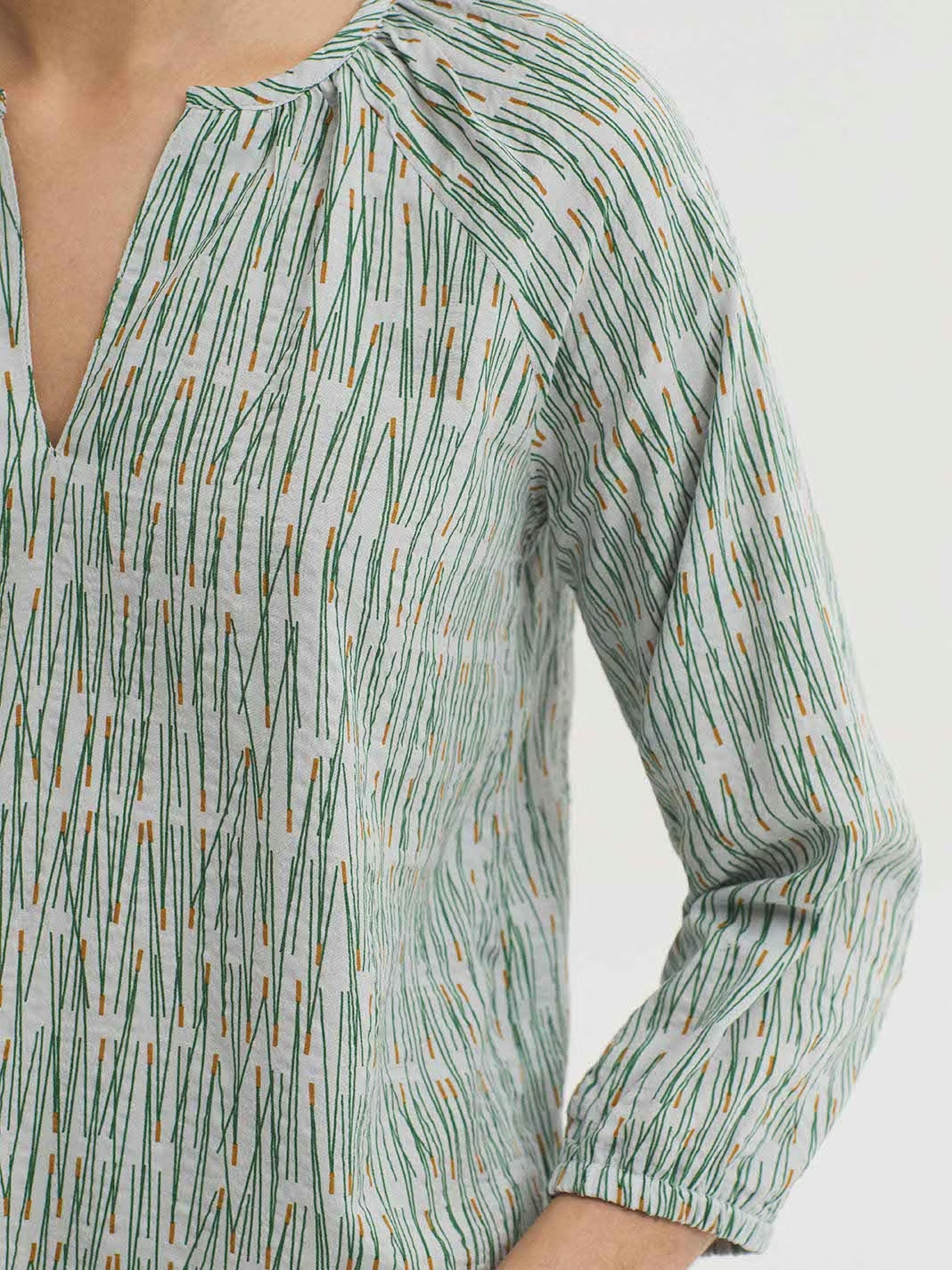Pine Needles print blouse Ecru