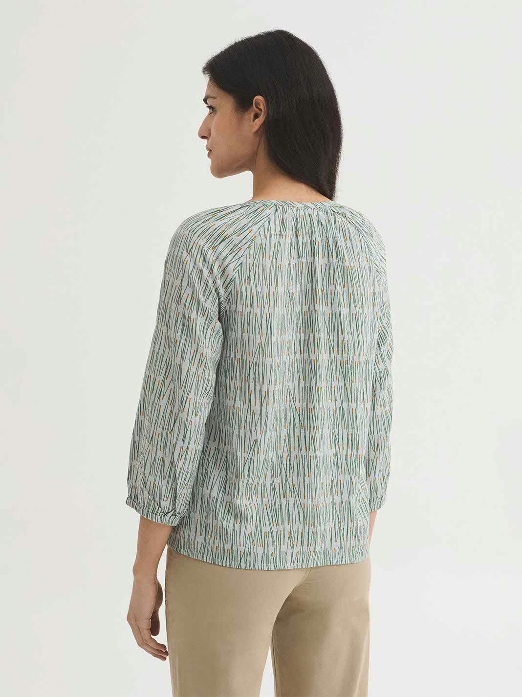 Pine Needles print blouse Ecru
