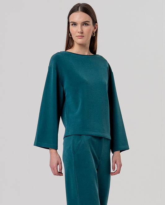 Boat neck top Petrol