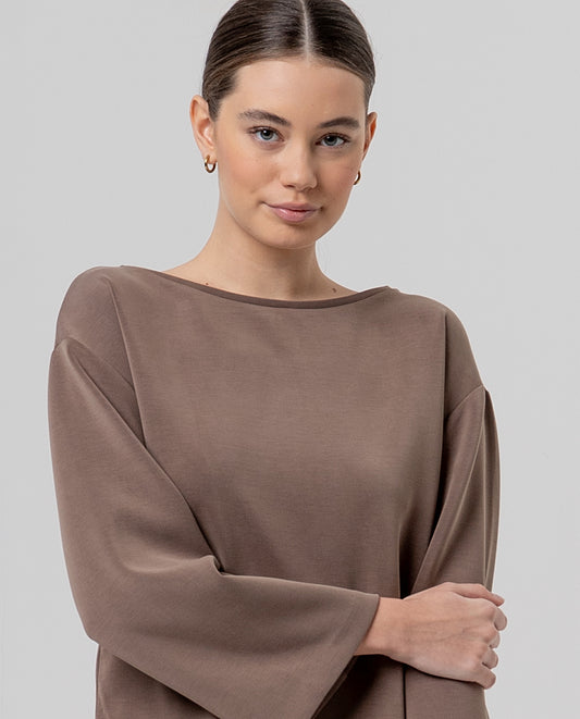 Boat neck top Taupe