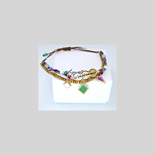 Bracelet double bronze Beige