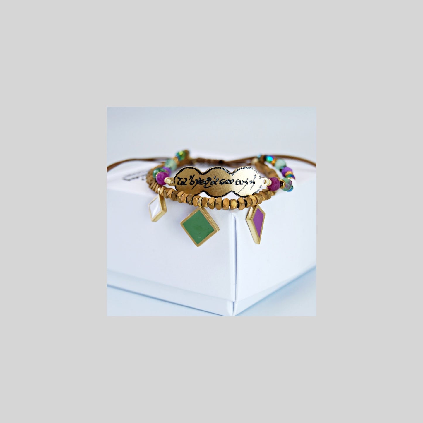 Bracelet double bronze Beige