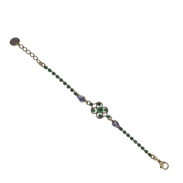 Bracelet flower with strass green