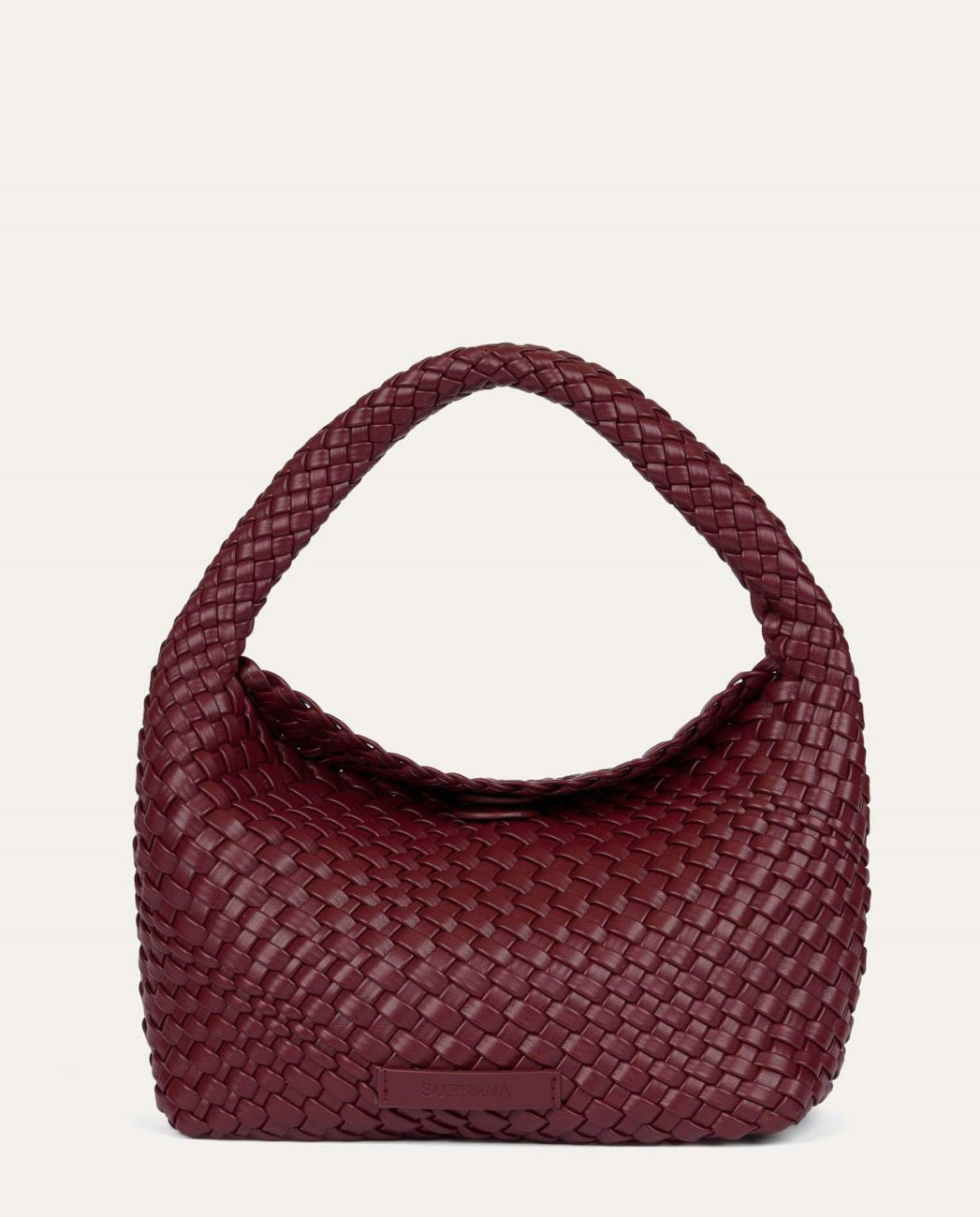 Woven chocolate braided handbag.