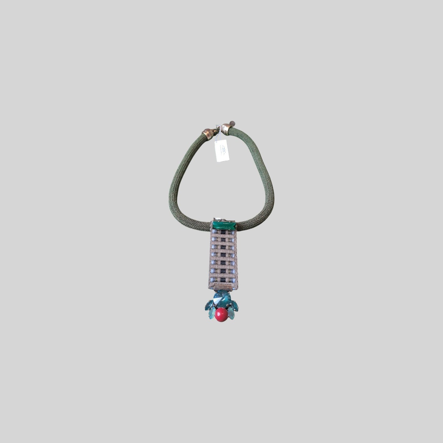 2 in 1 necklace - brooch Khaki