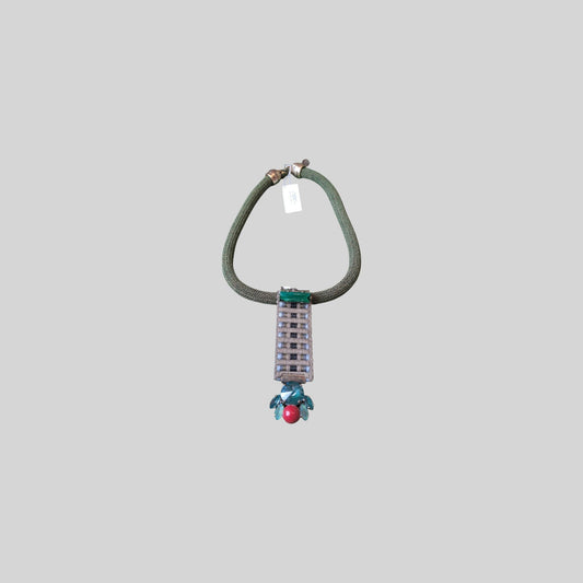 2 in 1 necklace - brooch Khaki