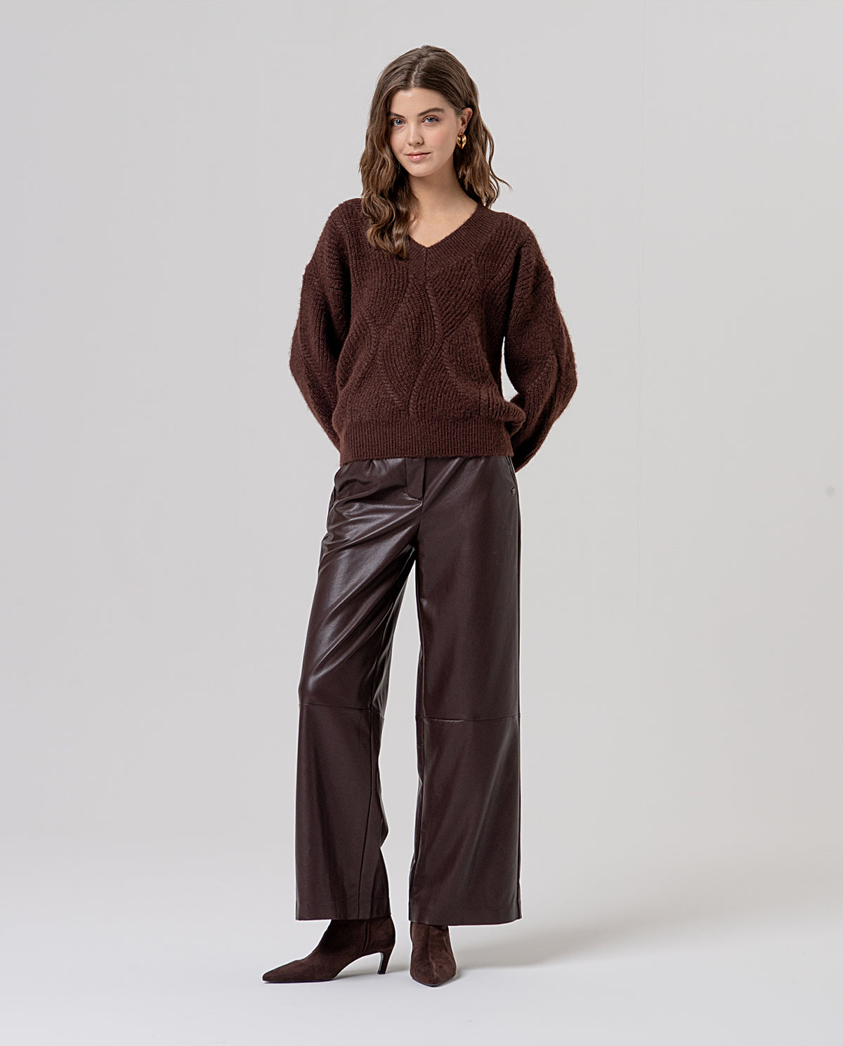 Cable knit sweater Chocolate
