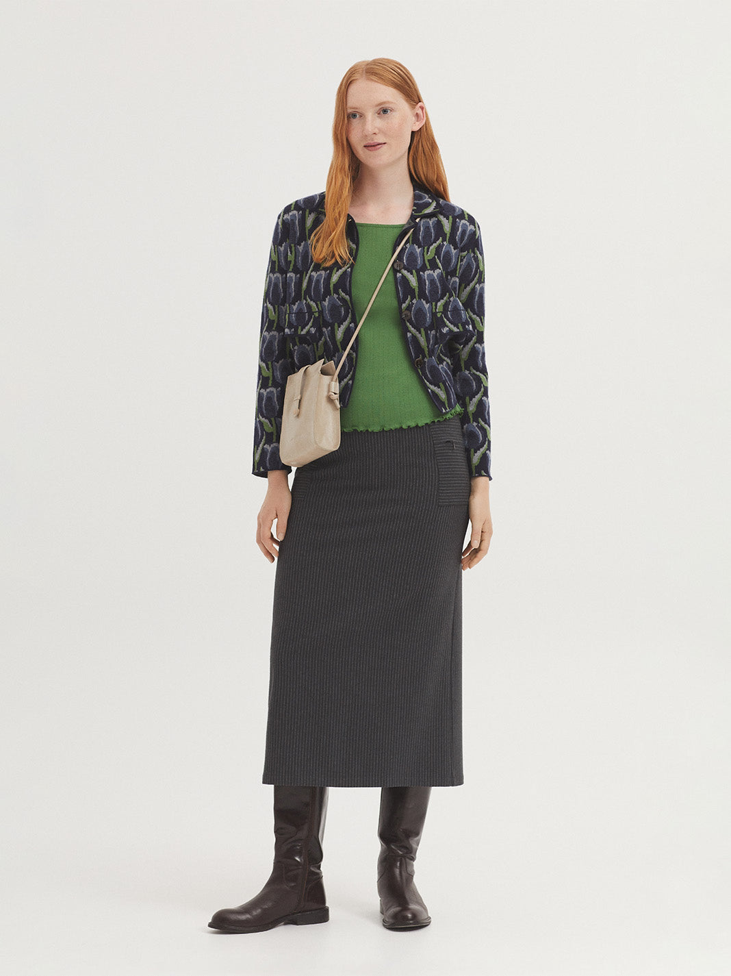 Knit jacquard jacket "tulips"