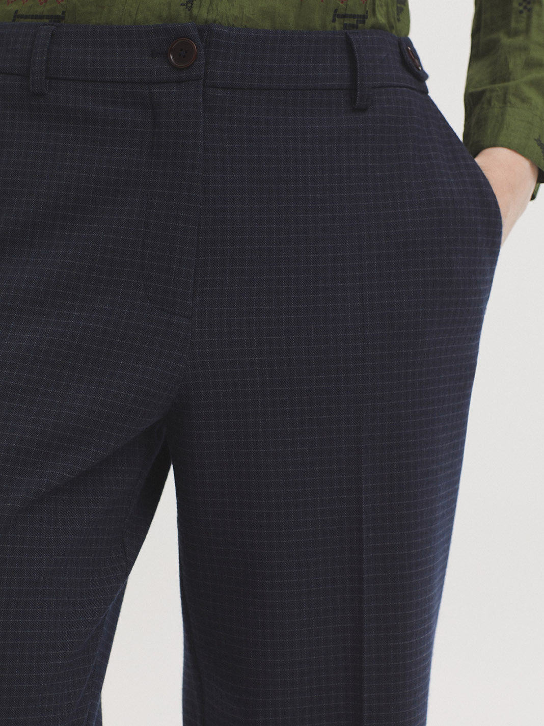 Window Check trousers navy