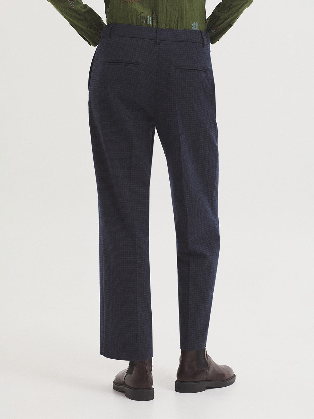 Window Check trousers navy