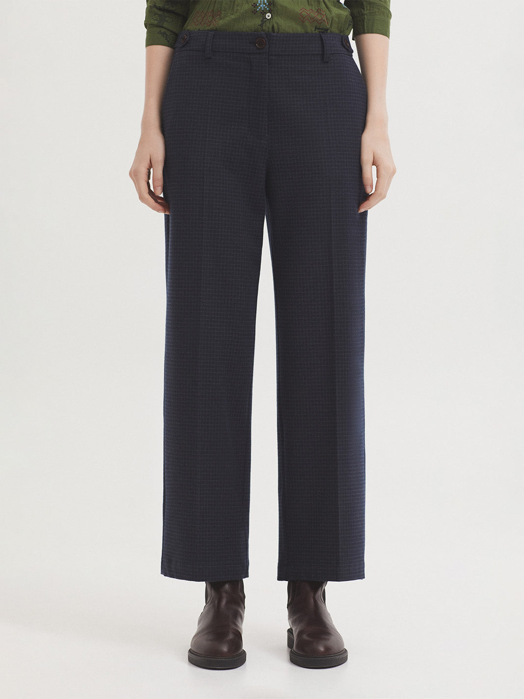 Window Check trousers navy